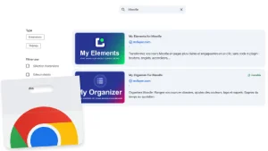 Chrome webstore screenshot with My Elments and My organizer extensions.