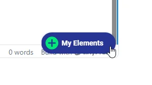 The My Elements floating button in the text editor.