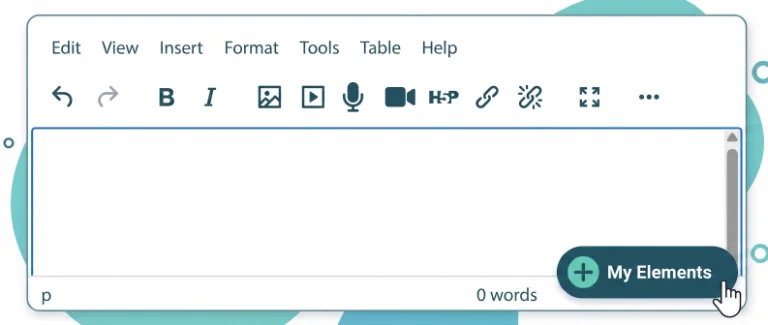 The My Elements button in Tiny MCE editor