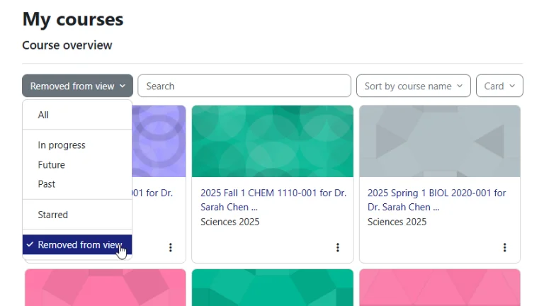 A screenshot from a dashboard showing the remove from list option.