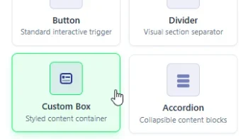 Sidebar containing the add buttons for each item.