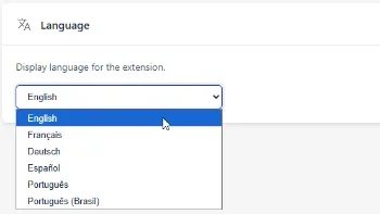 The choose language dropdown menu.