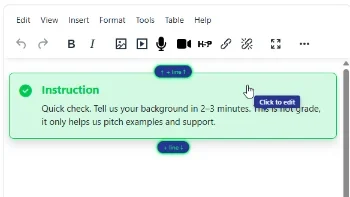The mouse is hover an element, a tooltip provided by the editor appears.